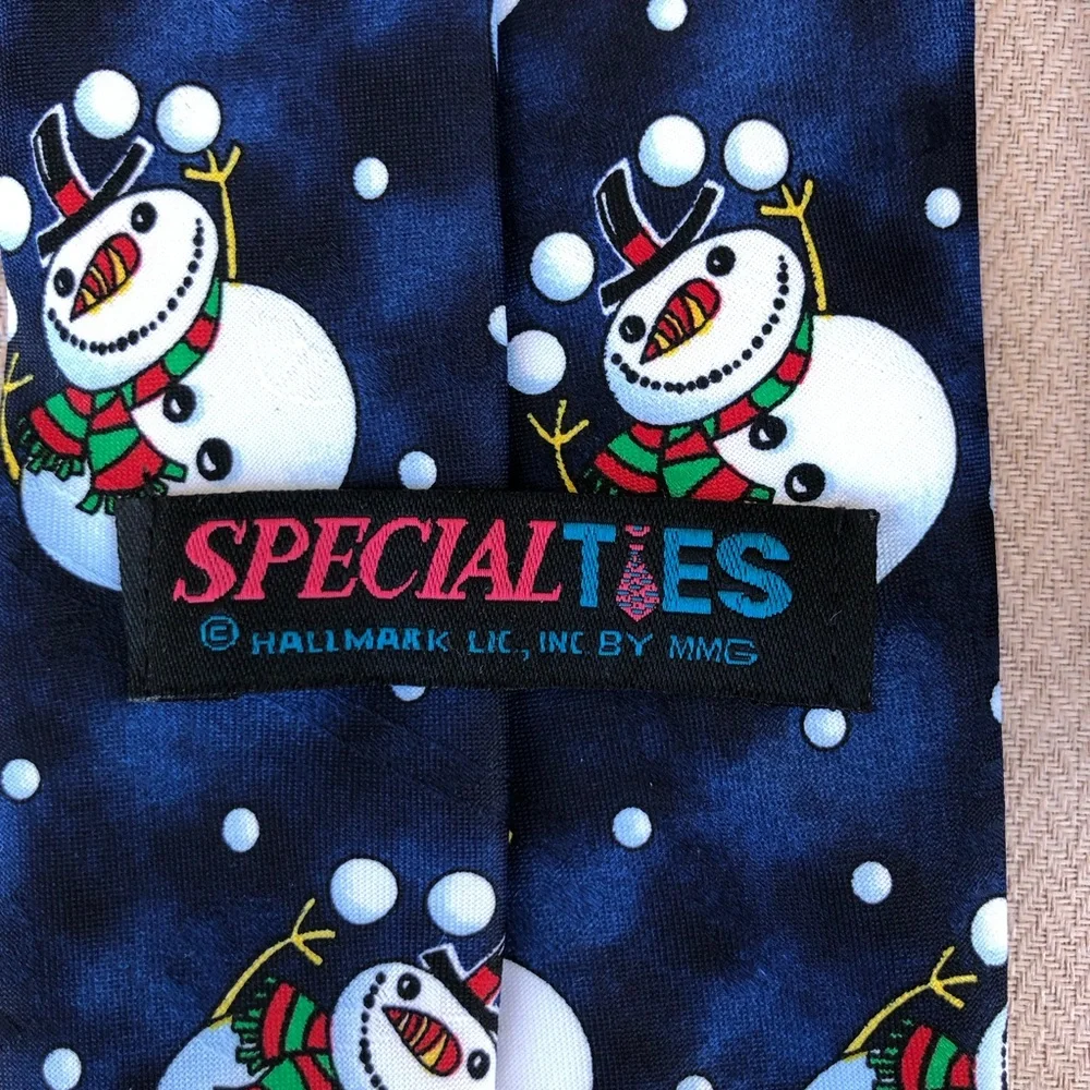 Hallmark Special Ties Made in Usa Navy, Black, Blue Snowman Holidays Necktie